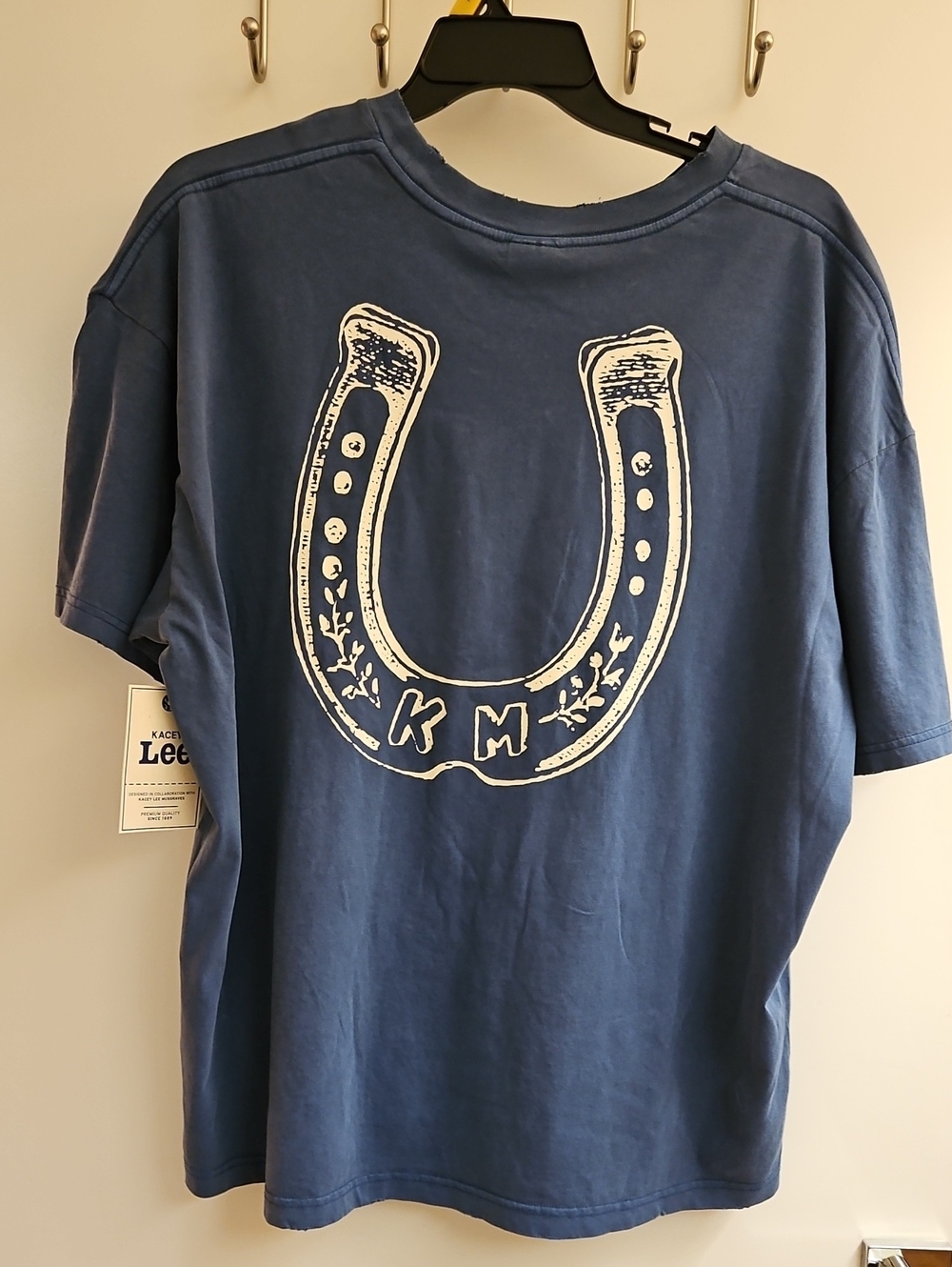 Kacey Lee Musgraves x Lee Horseshoe Tee L Blue Distressed Oversized T-Shirt - Picture 2 of 4